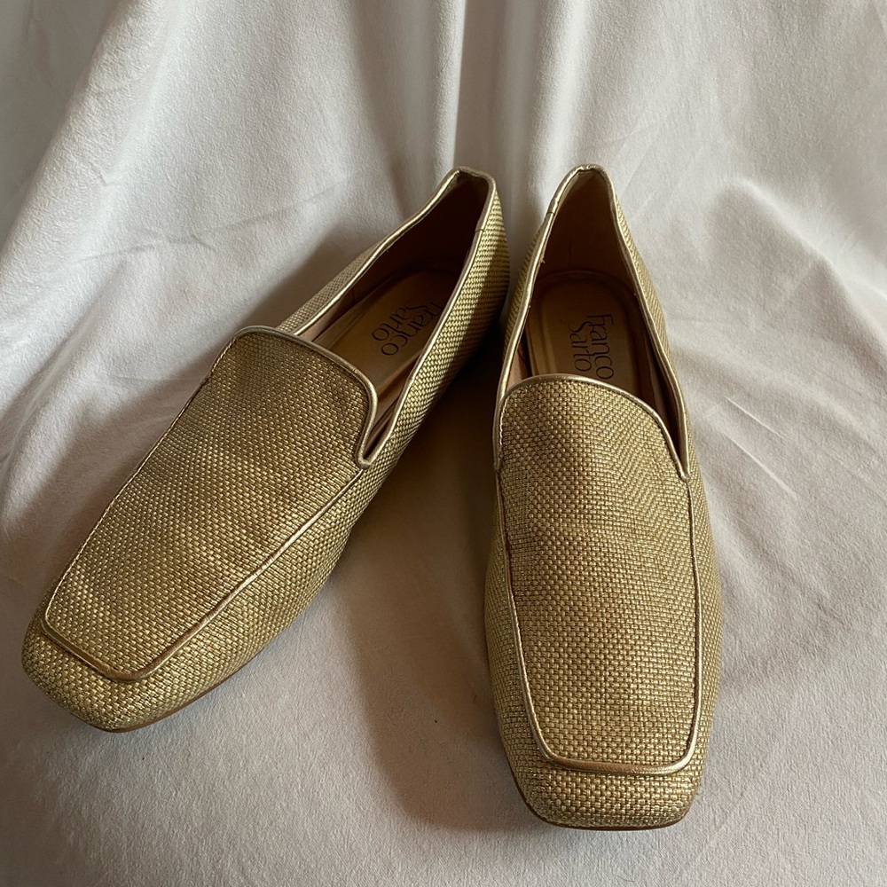Franco Sarto Women’s Gold Woven Slip-On Loafers